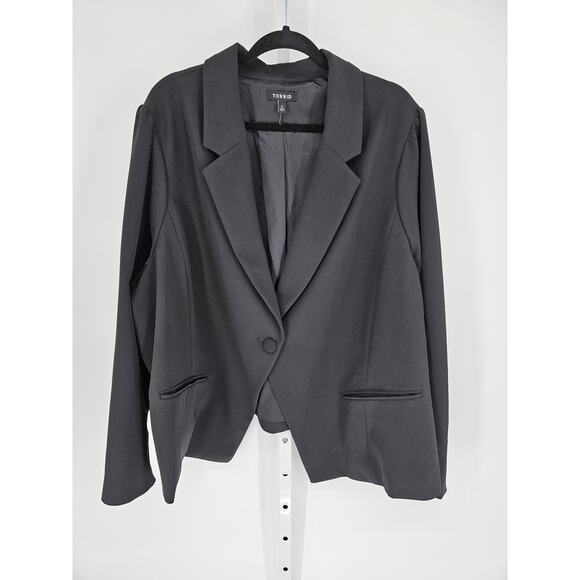 Torrid Women's Black Long Sleeve Single Button Pockets Blazer Coat Size 5 - Picture 1 of 5